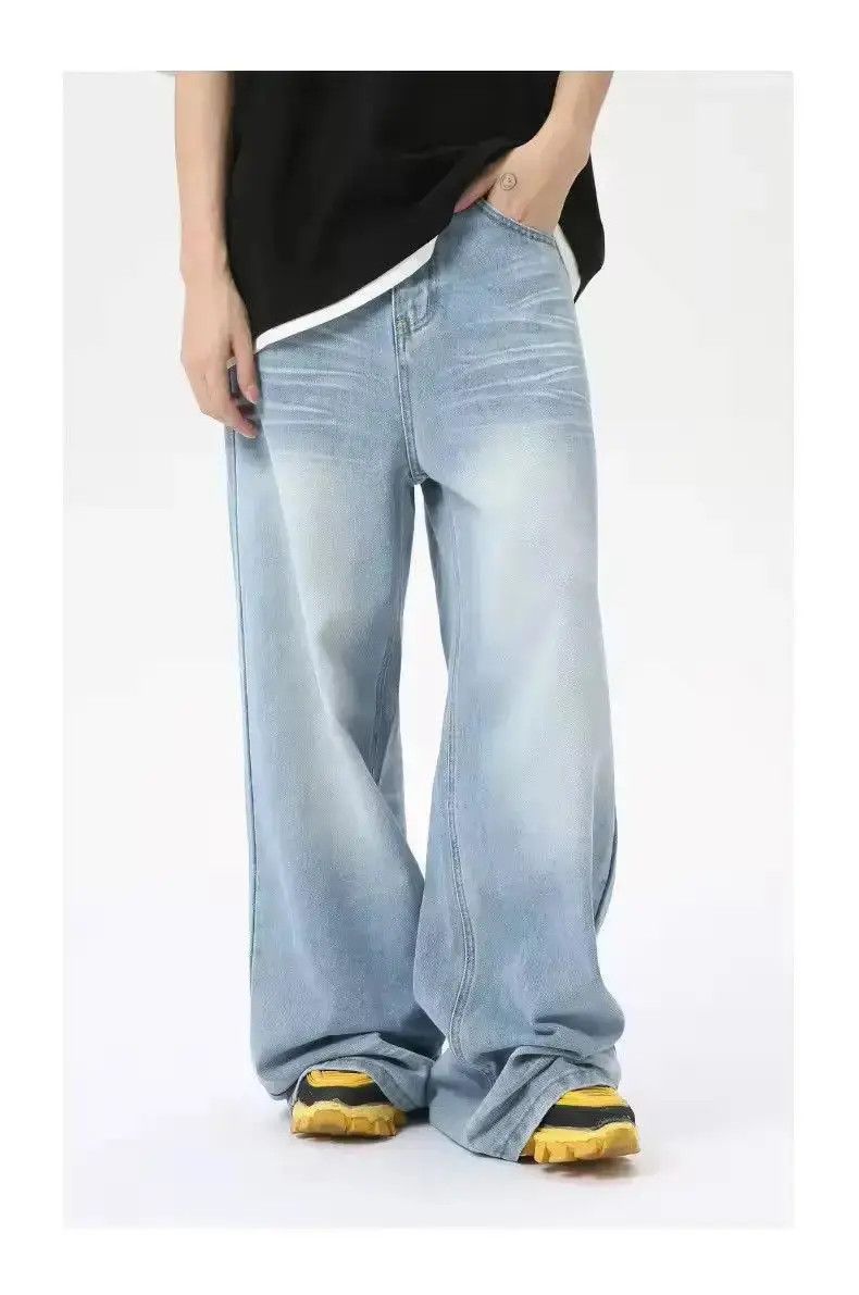 Japanese Brand Washed Blue Baggy Distressed Classic Loose Jeans Y2k Size US 32 / EU 48 - 2 Thumbnail