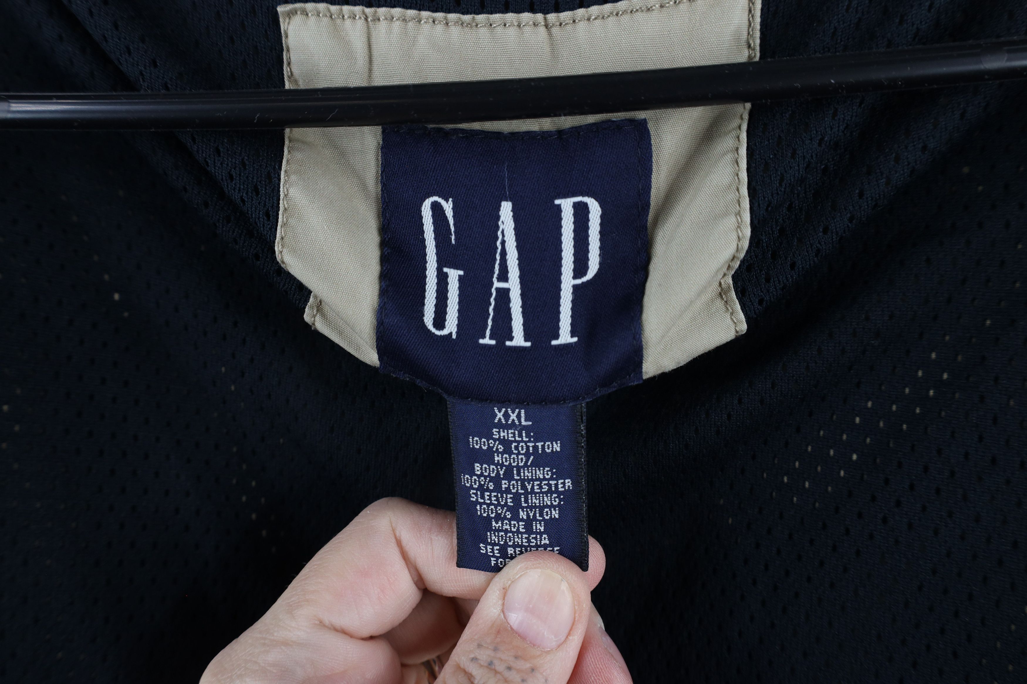 Gap × Vintage Vintage 90s Gap Full Zip Hooded Windbreaker Jacket Beige Size US XXL / EU 58 / 5 - 9 Thumbnail