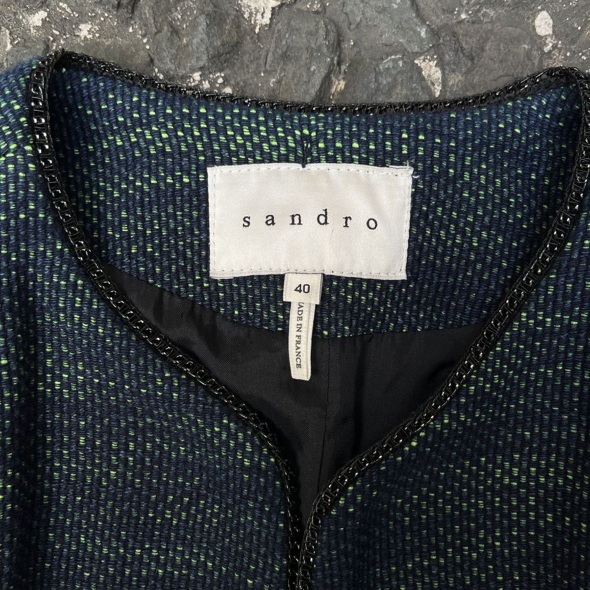 Sandro Sandro Open-Front leather shoulder insert Tweed Jacket Size M / US 6-8 / IT 42-44 - 5 Thumbnail