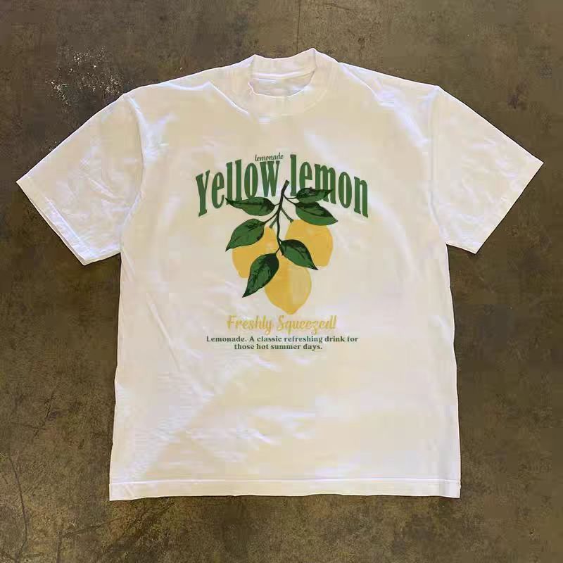Vintage White retro lemon print cotton t-shirt Size US M / EU 48-50 / 2 - 1 Thumbnail