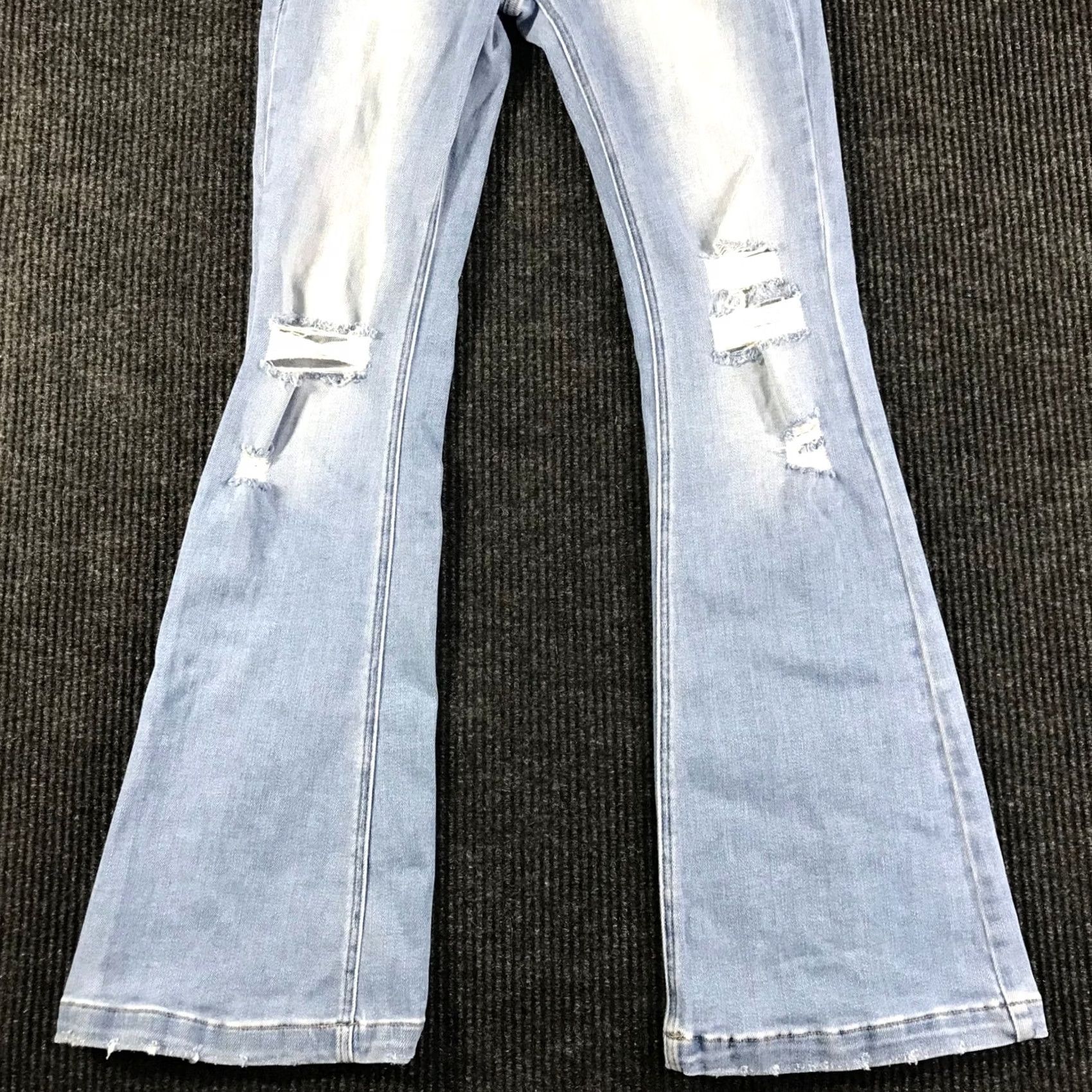 Vintage KanCan Womens High Rise Flare Jeans Light Wash Button Fly Distressed Boho 5-Pocket Denim Blues Women's Jeans Size 30" / US 8 / IT 44 - 3 Thumbnail