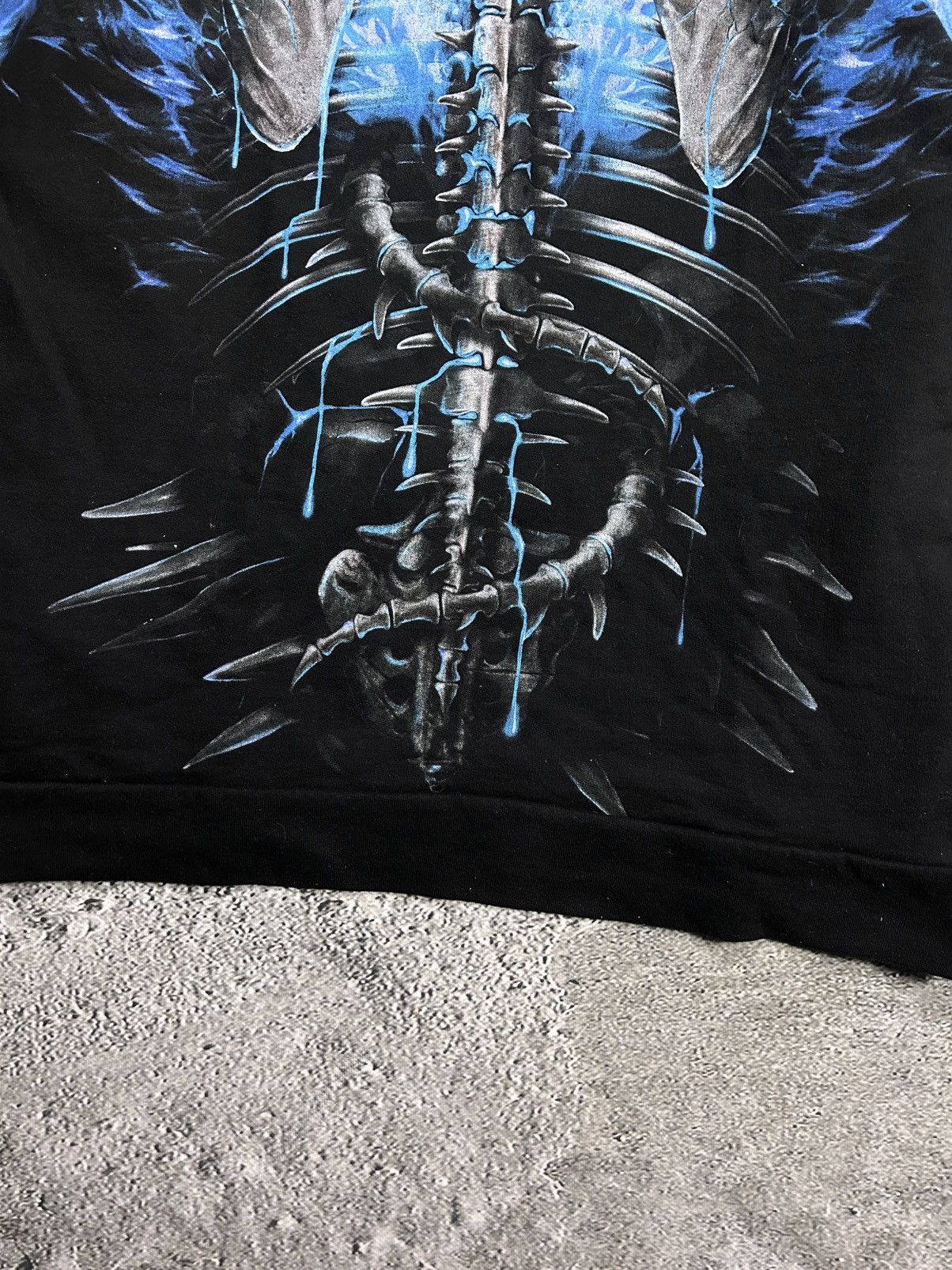 Vintage Vintage Y2K skulls flames fullprint black blue hoodie Size US XXL / EU 58 / 5 - 9 Thumbnail