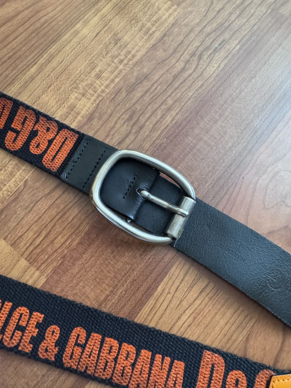 Dolce & Gabbana Vintage Dolce & Gabbana (D&G) Canvas & Leather Logo Belt Size 42 - 3 Thumbnail