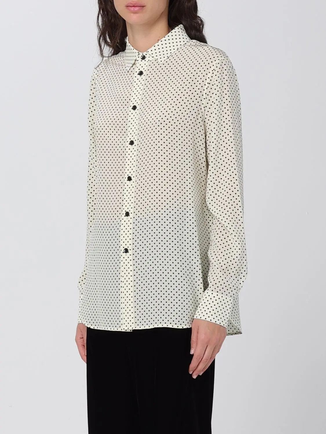 Saint Laurent Paris o1s1wg110225 710448 Classic Shirt Dotted Crepe de Chine Size XS / US 0-2 / IT 36-38 - 7 Thumbnail