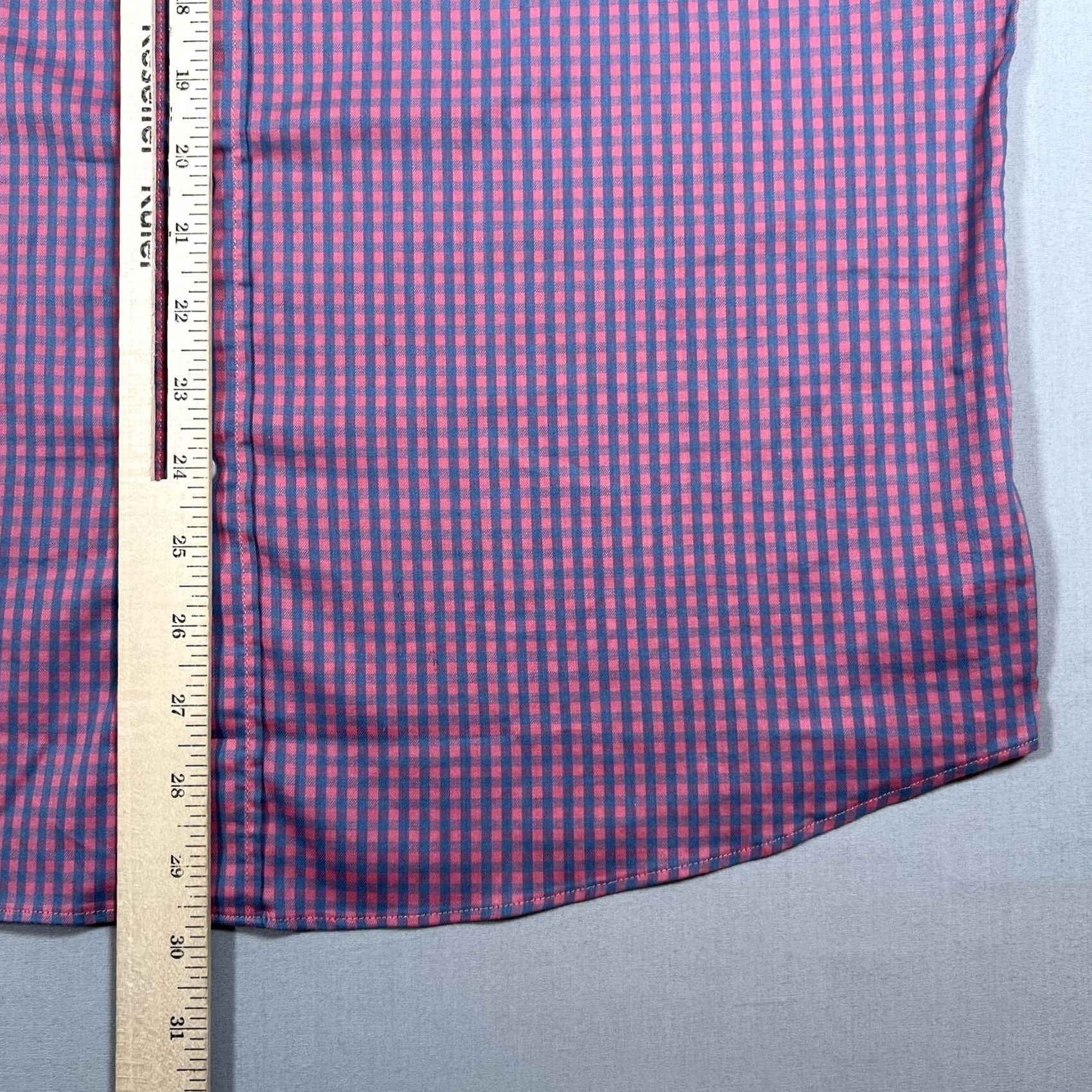 Faherty Faherty Mens L Pink Blue Gingham Check Button Up Long Sleeve Movement Shirt Size US L / EU 52-54 / 3 - 6 Thumbnail