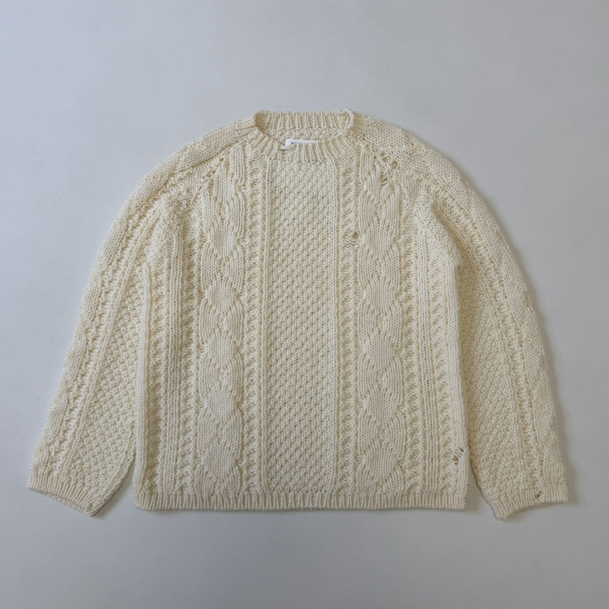 Maison Margiela A/W 21 Distressed Cream Cable Knit Sweater Size US M / EU 48-50 / 2 - 15 Thumbnail