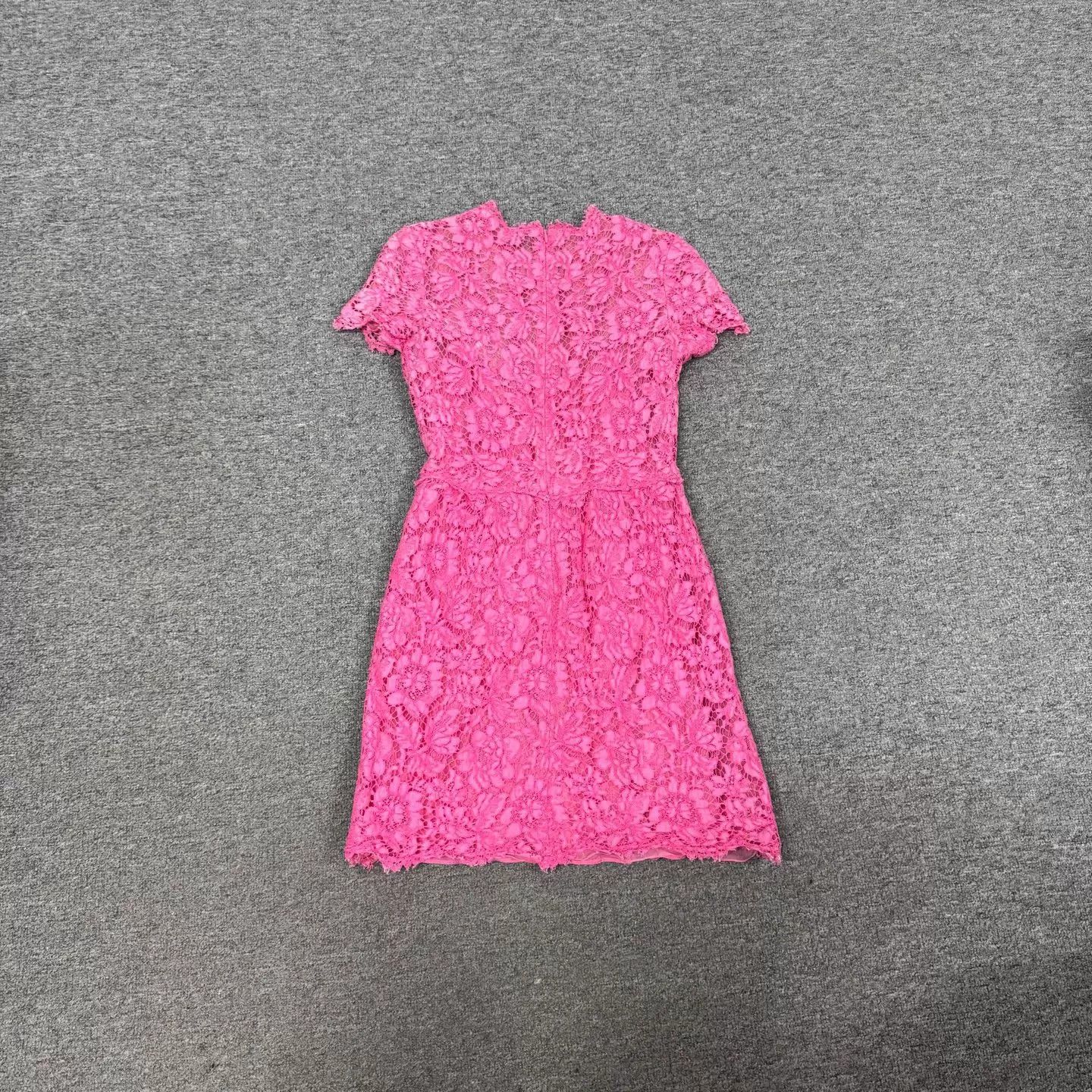 Valentino Valentino Fluo Magenta Floral Lace short-sleeve waist dress Size XS / US 0-2 / IT 36-38 - 2 Thumbnail