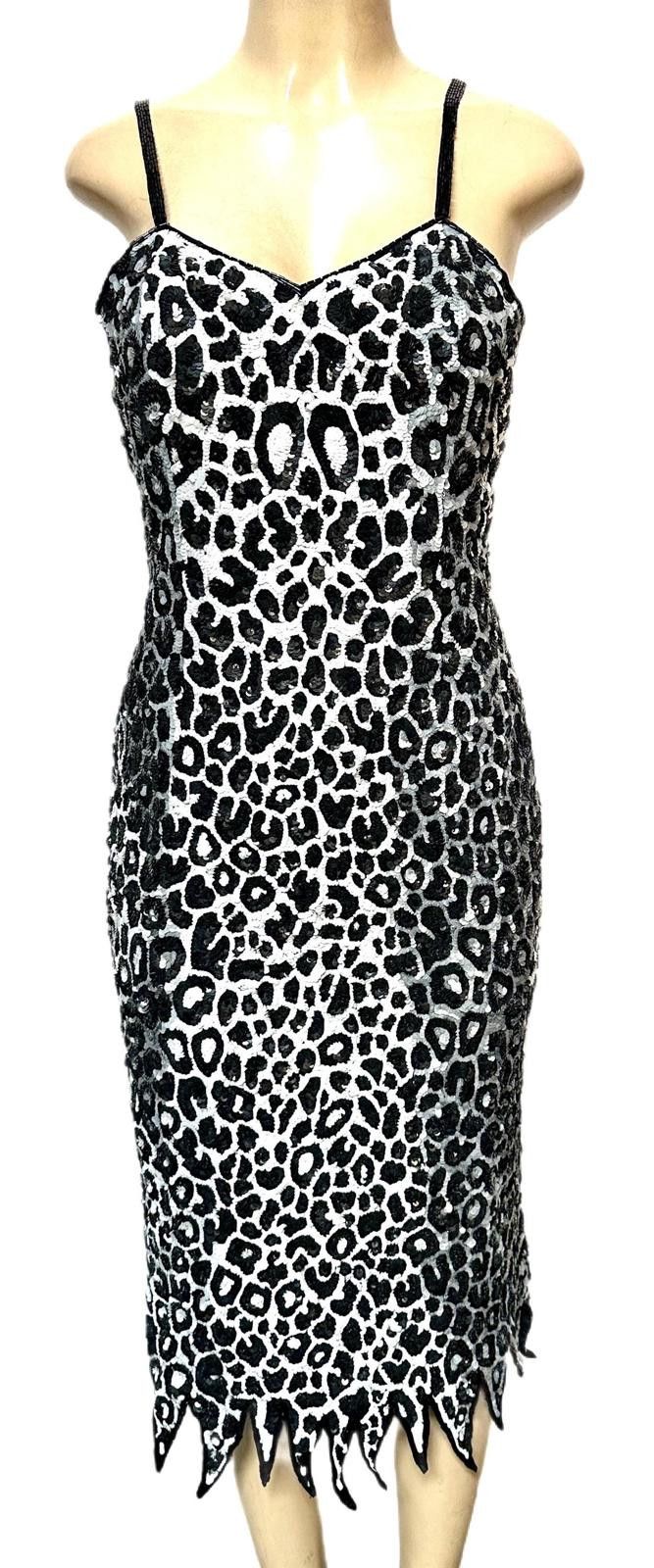 Other Sequin Dress Cheetah Black & White w/Matching Coat size 10 Size L / US 10 / IT 46 - 2 Thumbnail