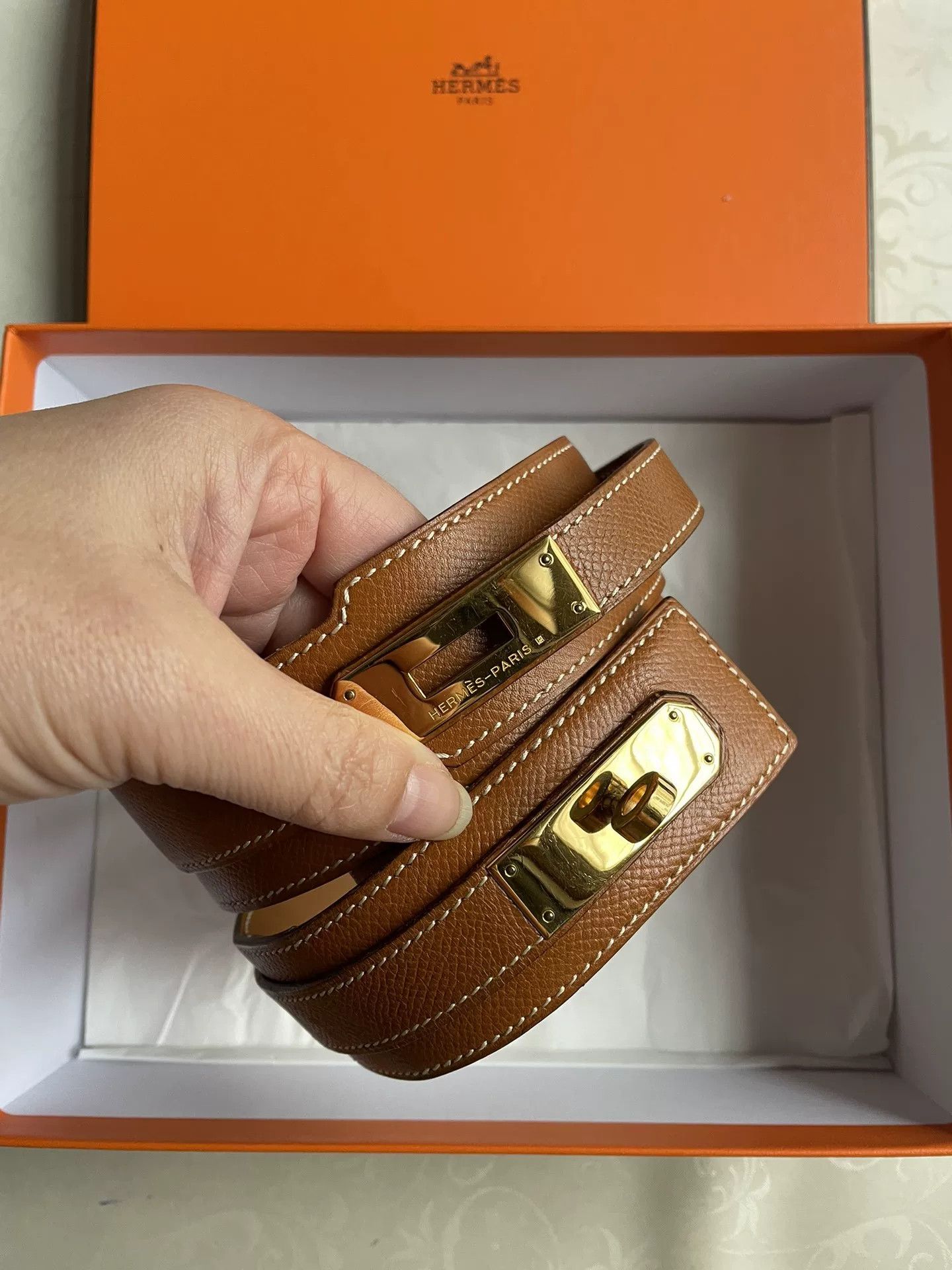 Hermes Hermès Kelly Wide Belt Gold Brown Size ONE SIZE - 1 Thumbnail