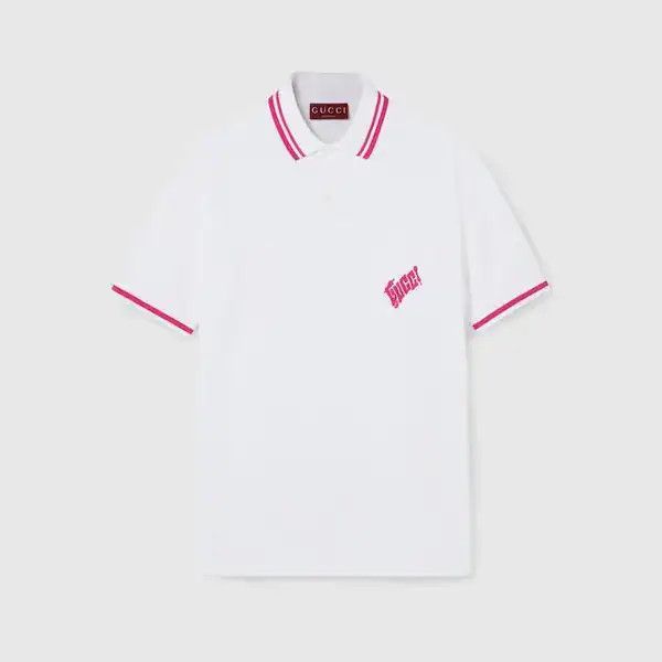 Gucci o1la5ras0426 Cotton Polo Shirt With Embroidered in White Size US XXL / EU 58 / 5 - 1 Thumbnail