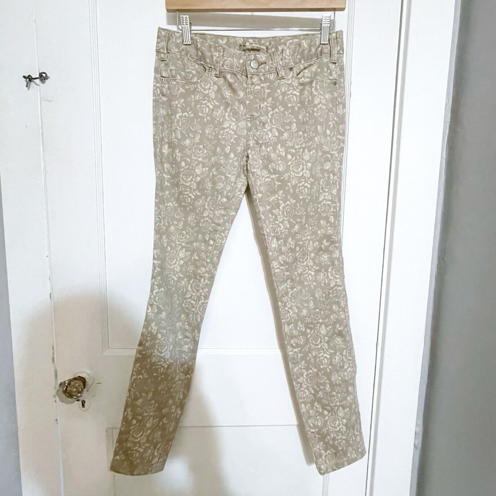 Free People Free People Womens Beige Floral Skinny Jeans Size 27 Size 27" / US 4 / IT 40 - 1 Thumbnail