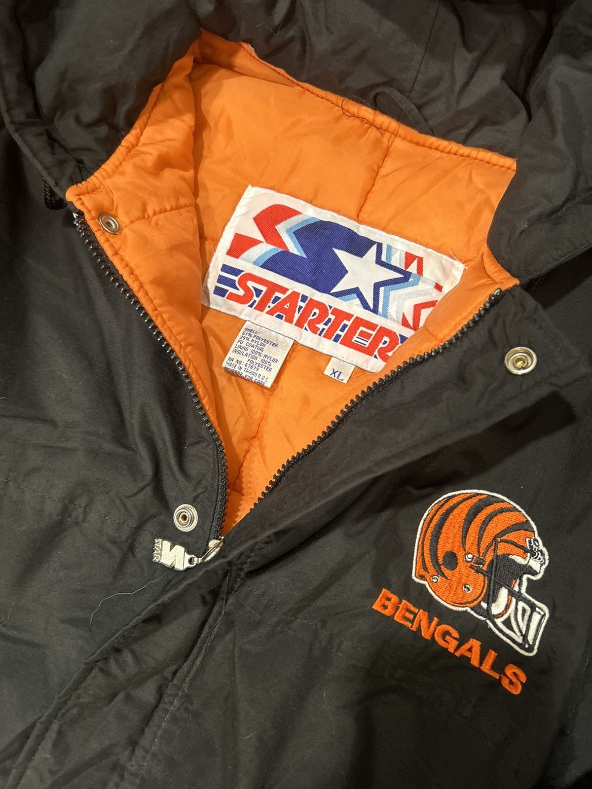 Starter Vtg bengals NFL starter puffer jacket spellout down 90s Size US XL / EU 56 / 4 - 2 Thumbnail