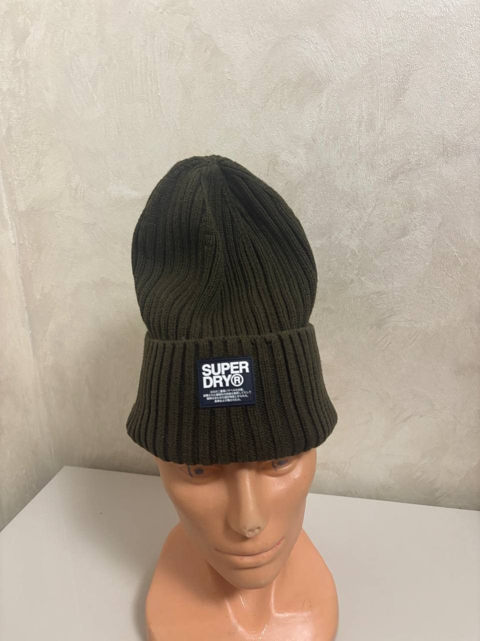Superdry Superdry | 100% Cotton Wiseman Rib Knit Beanie | Olive Green Size ONE SIZE - 2 Thumbnail