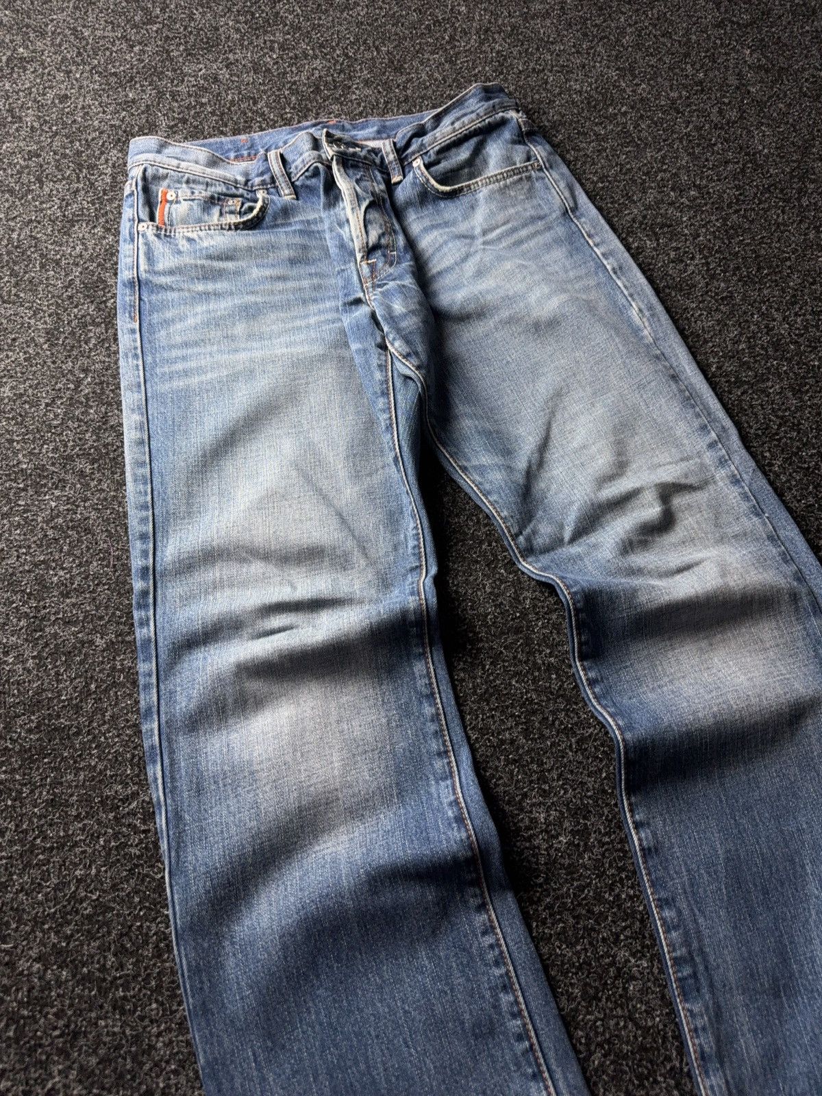 Hugo Boss Vintage 90s Y2K BOSS Orange Distressed Button Fly Jeans Size US 35 - 5 Thumbnail
