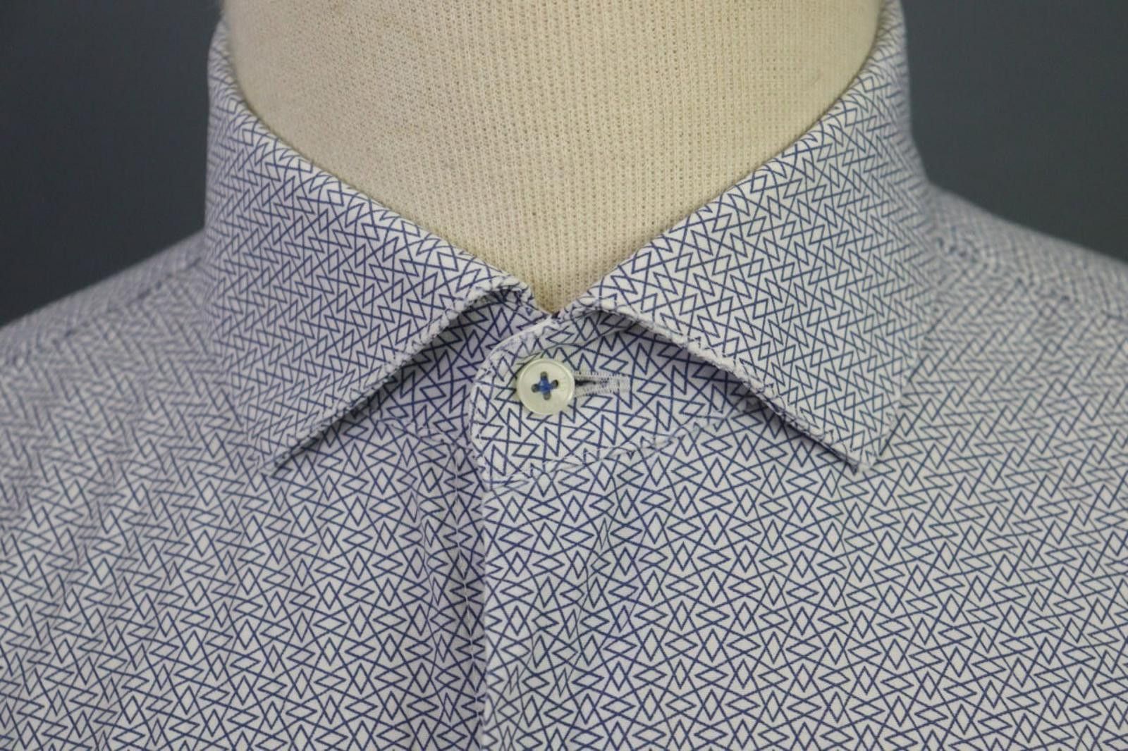Ted Baker Ted Baker Blue Geometric 100% Cotton Shirt Size 34/35 Size 38R - 6 Thumbnail