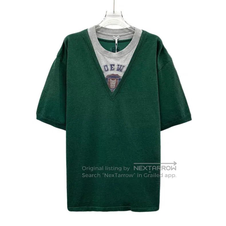 Loewe Loewe 25 Green Logo Embroidered Cotton Jersey Short Sleeve Size L / US 10 / IT 46 - 1 Thumbnail