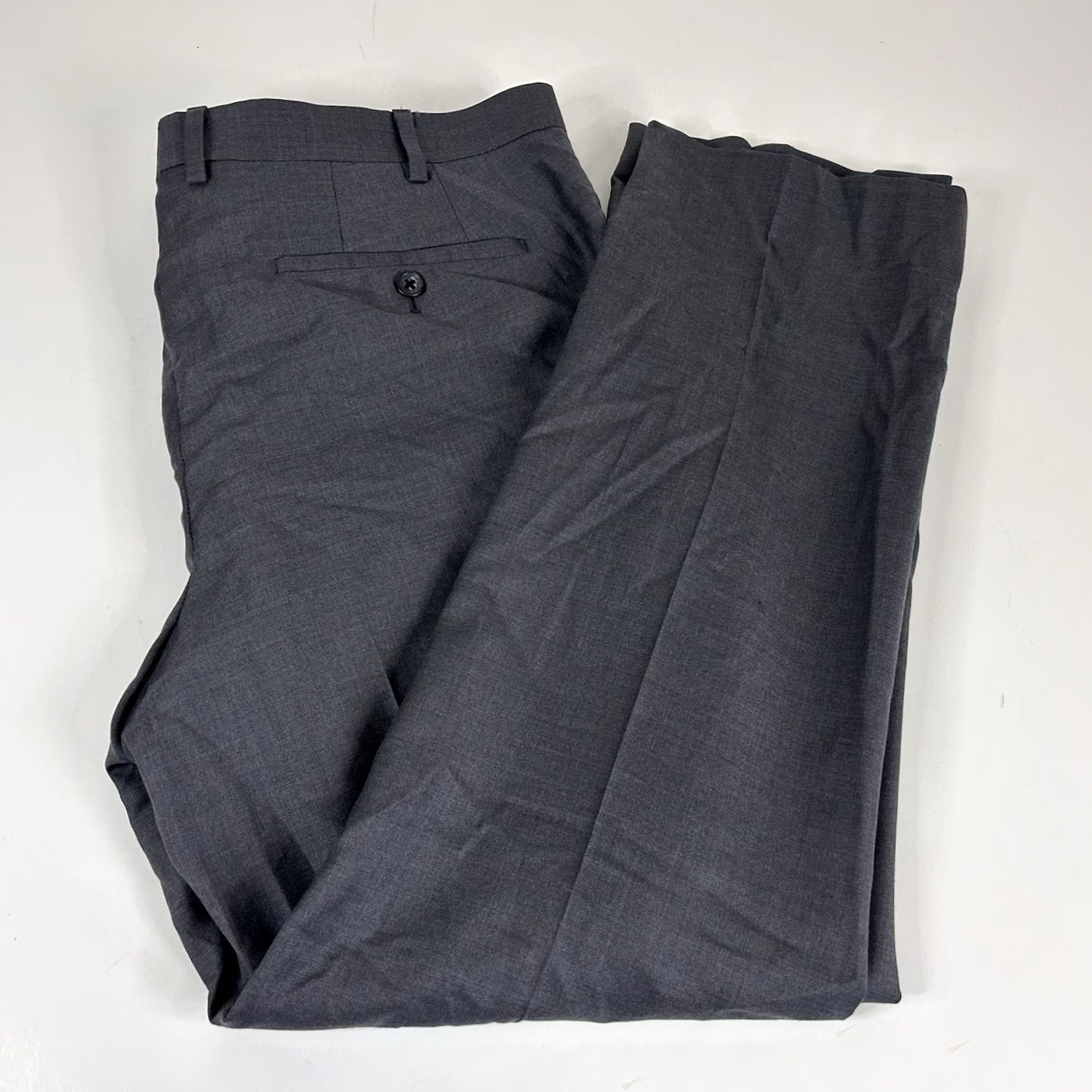 John Varvatos John Varvatos USA Pants 37 x 29 Wool Flat Front Gray Formal Dress Pants Mens Regular Inseam 29 Dress Pants Gray Wool 100% Formal Size US 37 - 2 Thumbnail