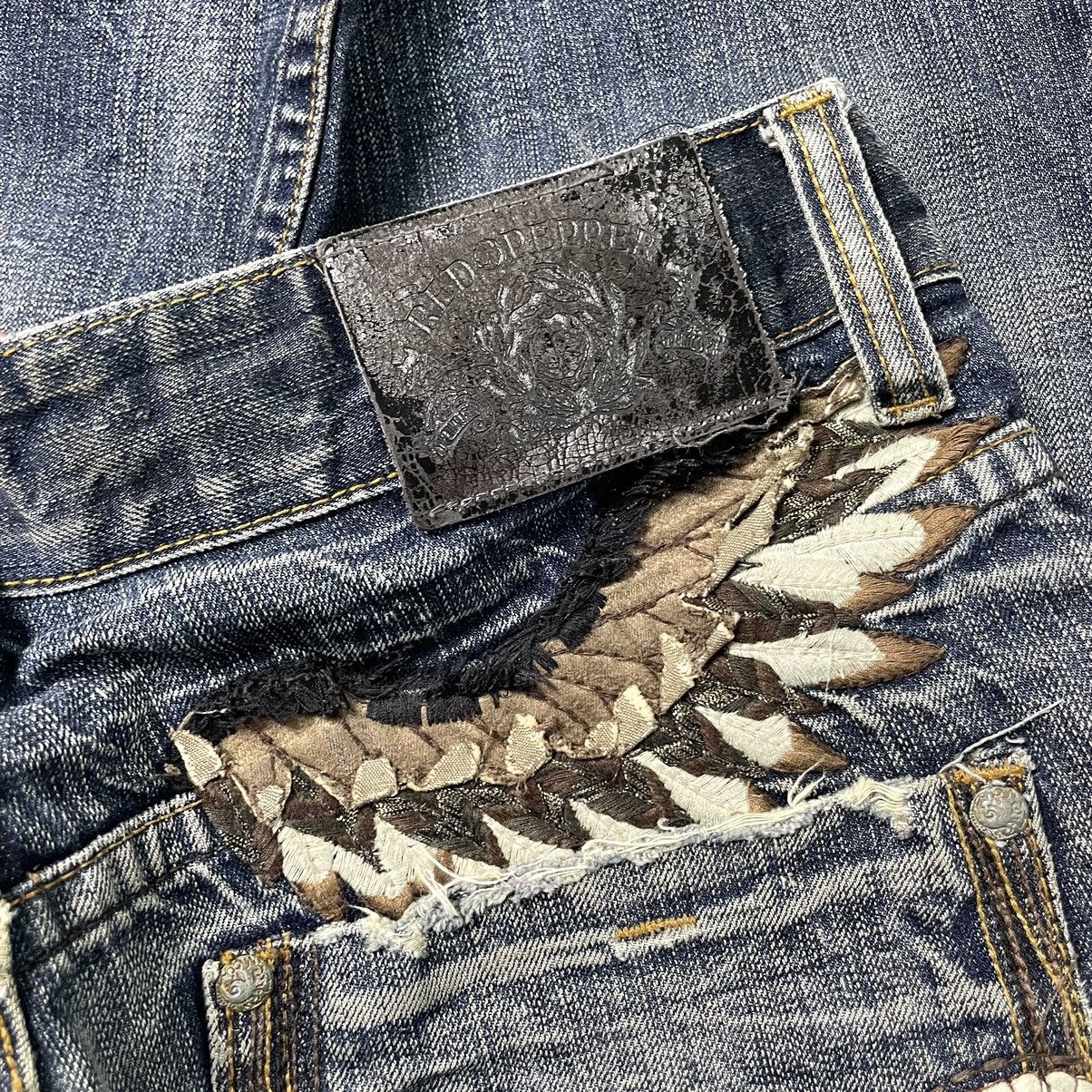 If Six Was Nine Red Pepper Studded Angle Wings Distressed Jeans Size US 32 / EU 48 - 11 Thumbnail