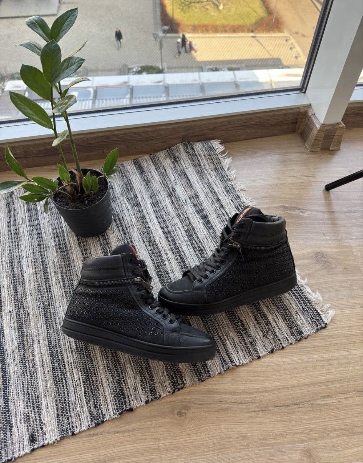 Prada × Vintage Vintage Prada Studded leather Hi top shoes (size 38) Size US 8 / IT 38 - 2 Thumbnail