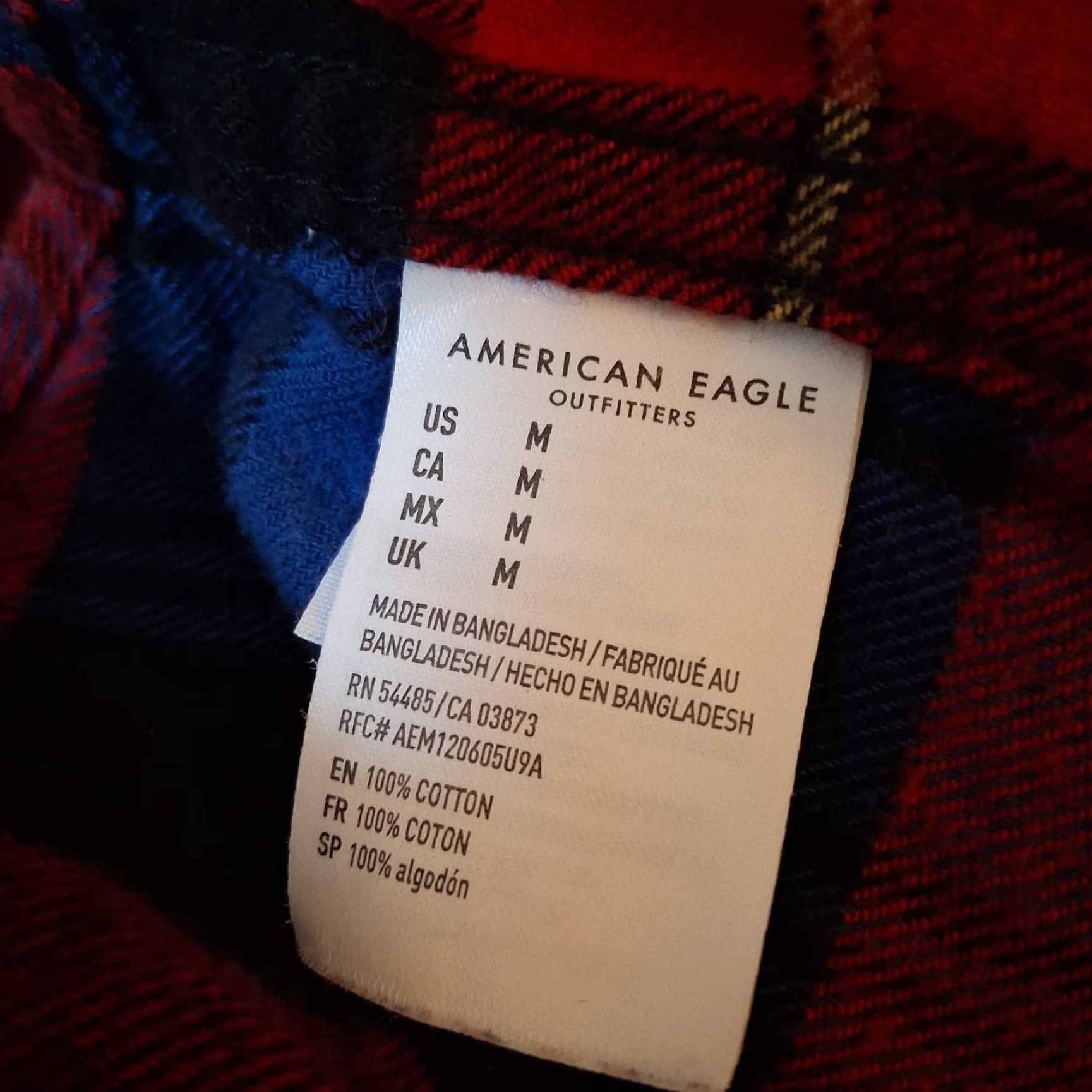 American Eagle Outfitters American Eagle Flannel Shirt Men Medium Red Blue Plaid Tartan Work Classic Fit Size US M / EU 48-50 / 2 - 7 Thumbnail