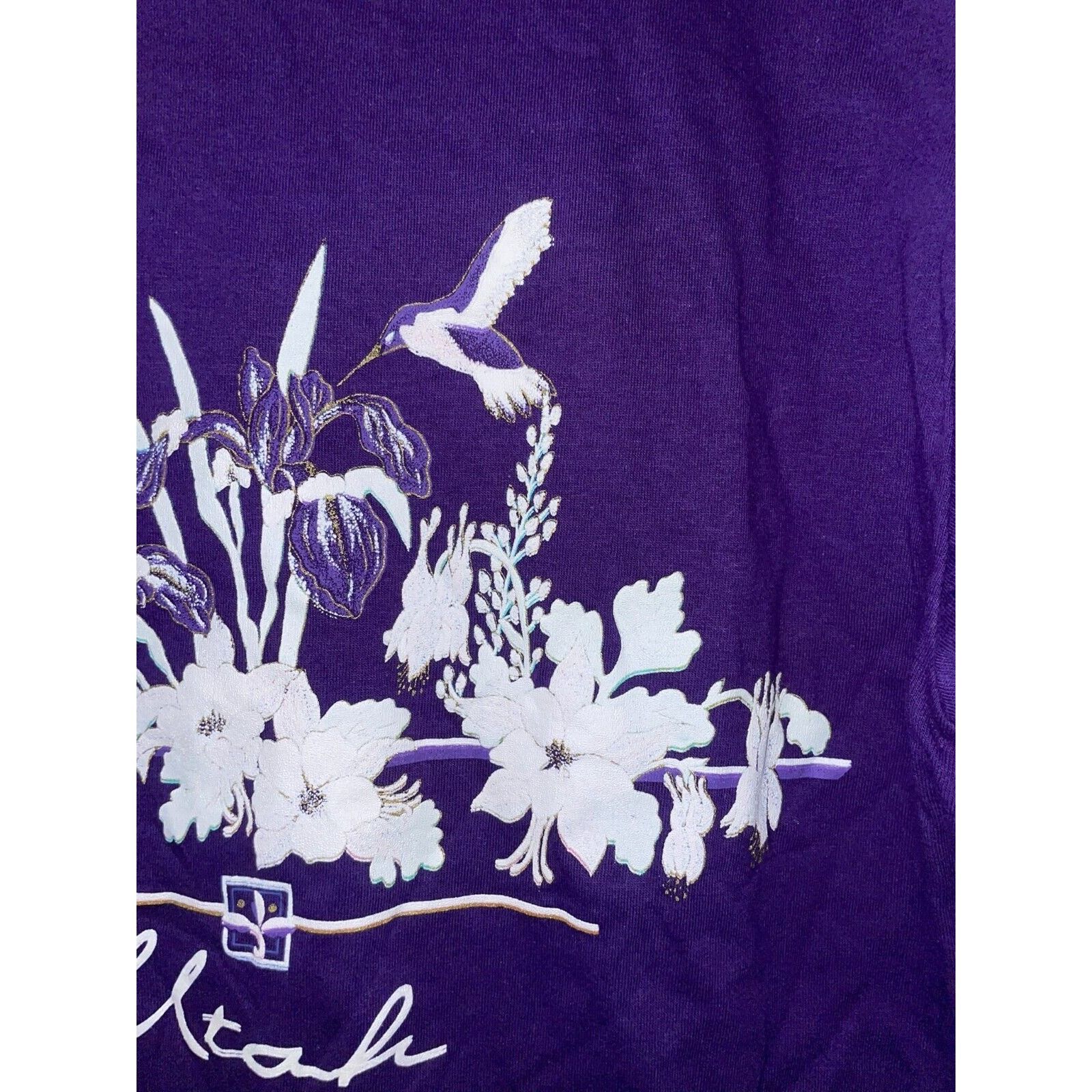 Jerzees Vintage Utah Shirt Wildflowers Flower Purple Tee USA 90s M Size US M / EU 48-50 / 2 - 4 Thumbnail