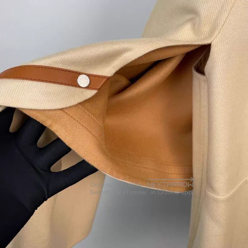 Hermes Hermes Khaki Full Cashmere and Leather Patch Cloak Coat Size XXS / US 00 / IT 34 - 4 Thumbnail