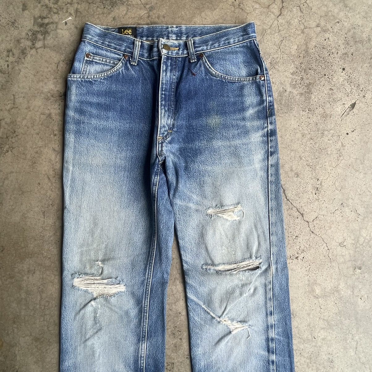 Lee 🔥Vintage Lee Stoned Washed Ripped Distress Denim Jeans Size US 30 / EU 46 - 2 Thumbnail