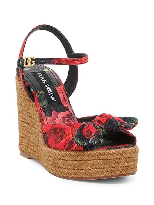 Dolce & Gabbana os11x1225 Floral Espadrille Wedge Sandals in Multicolor Size US 8 / IT 38 - 2 Thumbnail