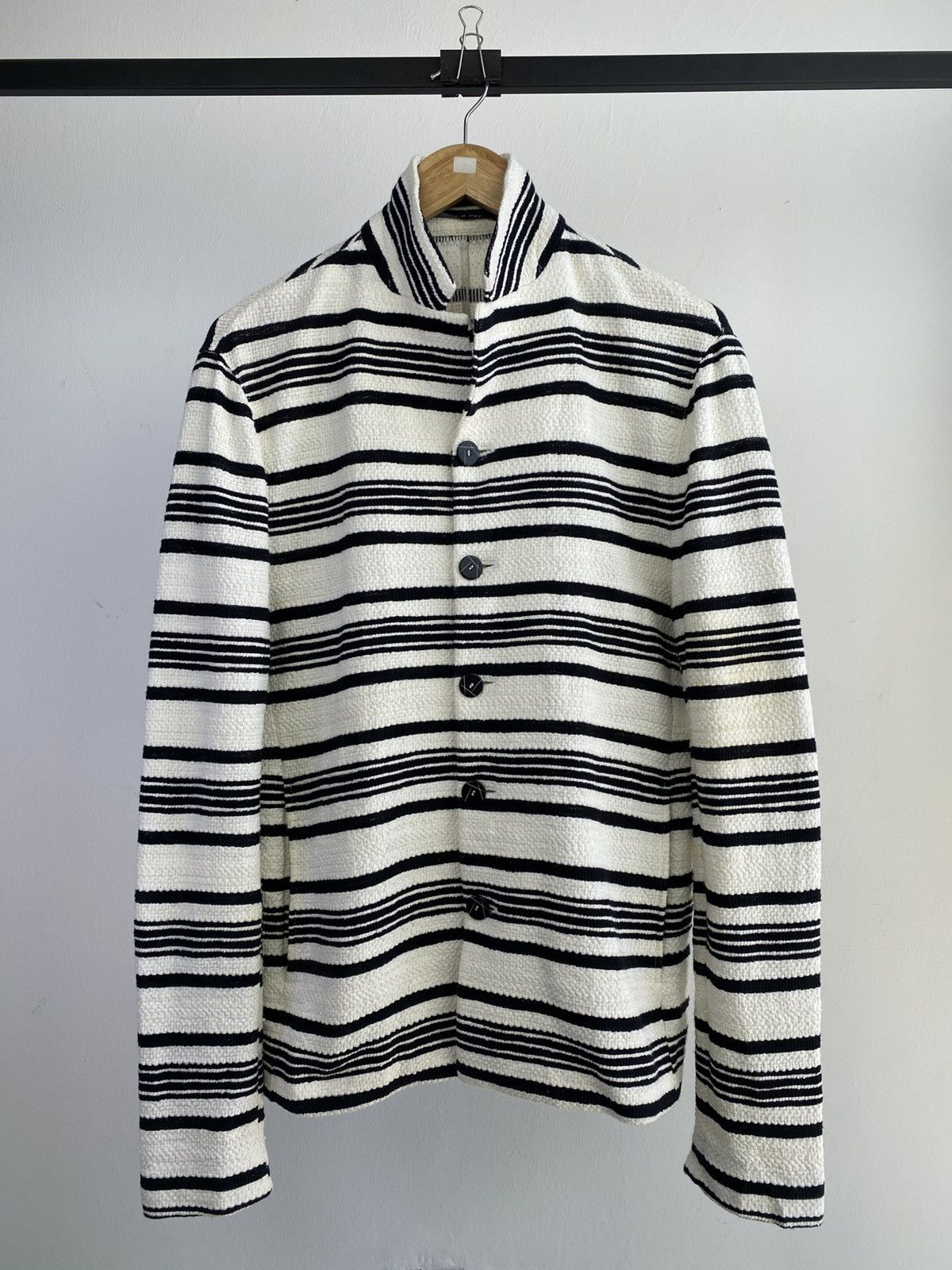 2000's Emporio Armani Monochrome Striped Button Front Jacket