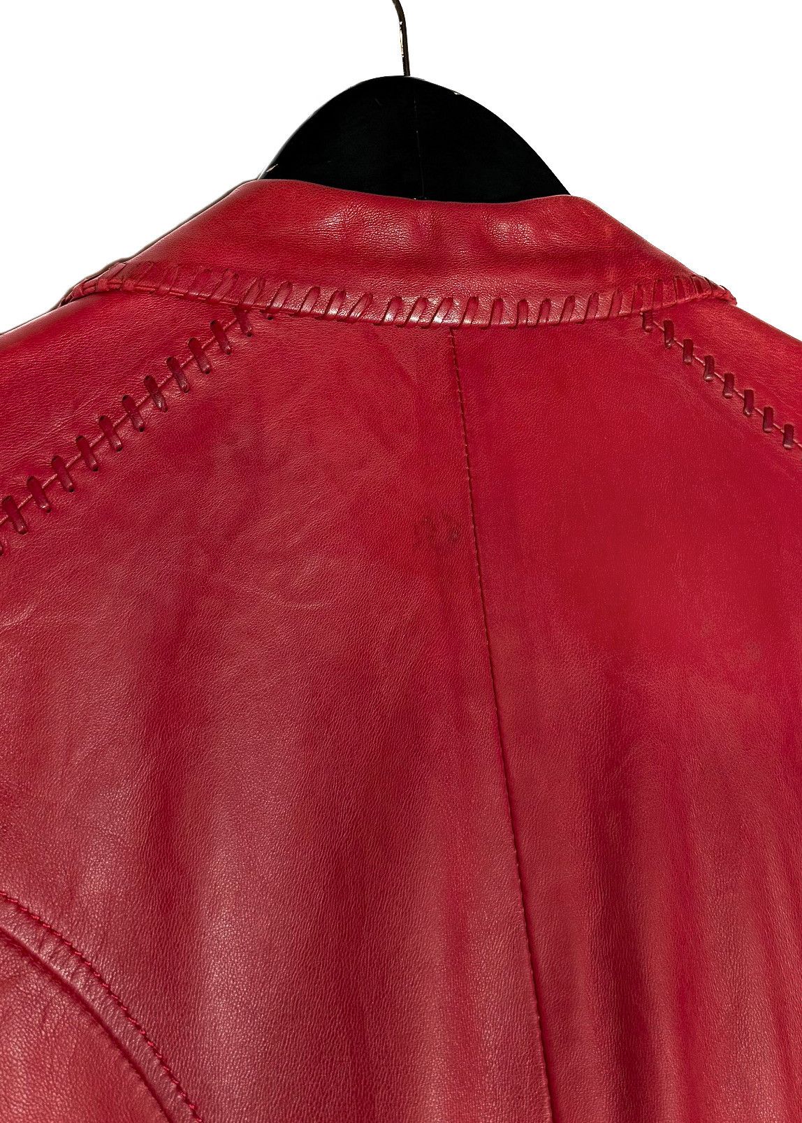John Galliano Galliano Red Distressed Leather Embellished Blazer Size M / US 6-8 / IT 42-44 - 9 Thumbnail