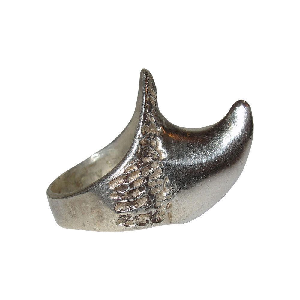 Designer Antiqued Sterling Silver Rhino Horn Ring Rhinoceros Size ONE SIZE - 3 Thumbnail