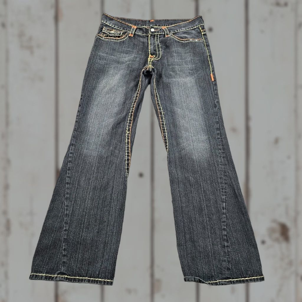 TRUE RELIGION Jeans Men 36 (34x33) Black Flared Denim Joey Super T