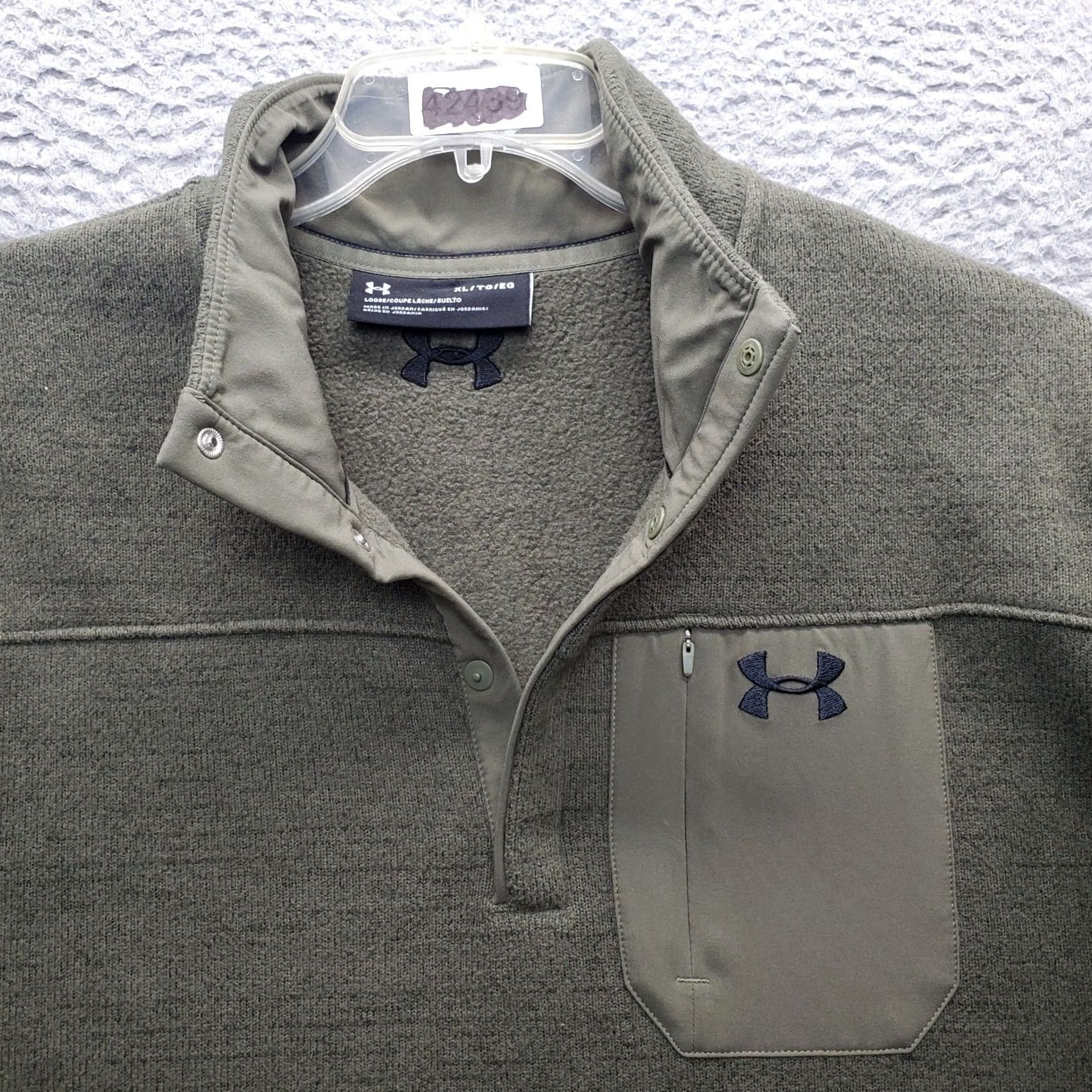 Under Armour Under Armour Mens Sweatshirt XL Green Fleece Lined Loose Fit Quarter Snap Front Pullover Size US XL / EU 56 / 4 - 7 Thumbnail