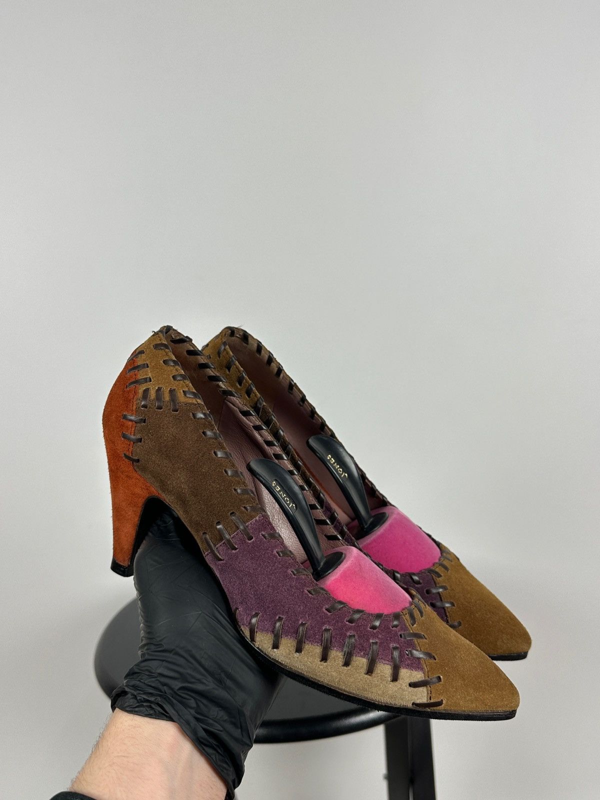 Miu Miu × Prada Miu Miu Multicolor Suede Patchwork Heels Size US 6 / IT 36 - 3 Thumbnail