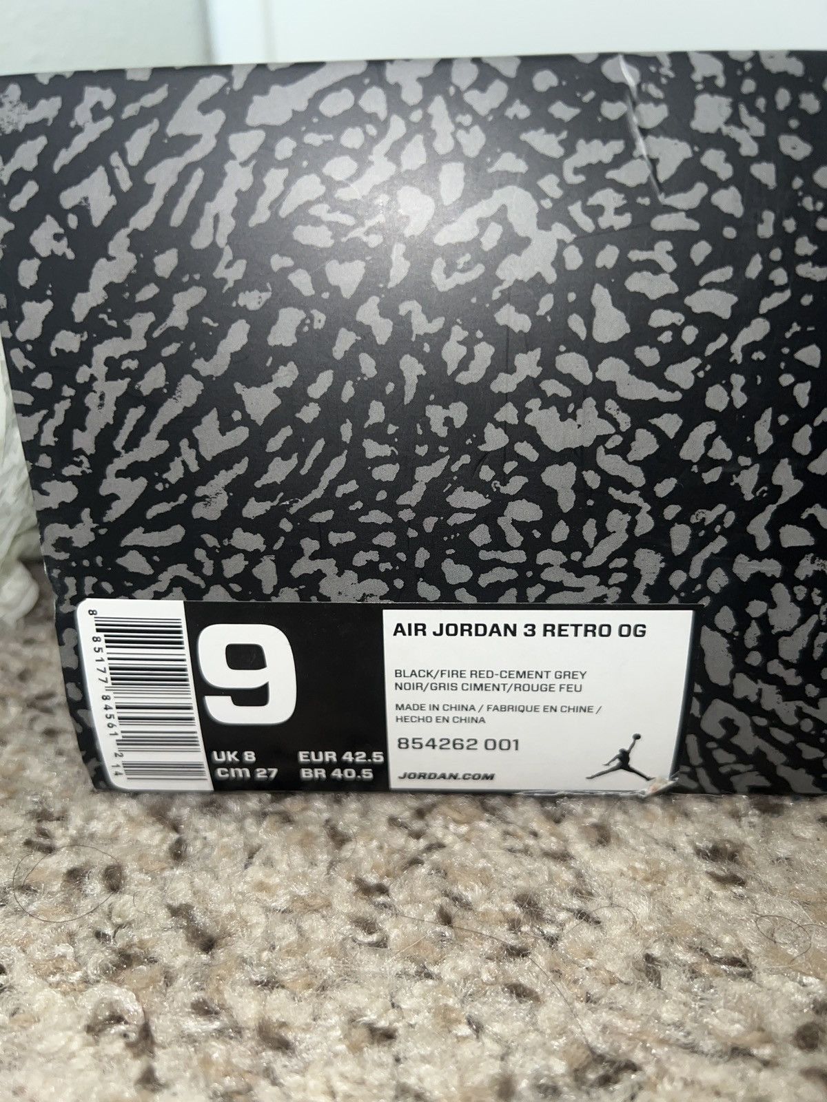 Jordan Brand Air Jordan 3 Retro Og ‘Black Cement’ 2018 Size US 9 / EU 42 - 8 Thumbnail