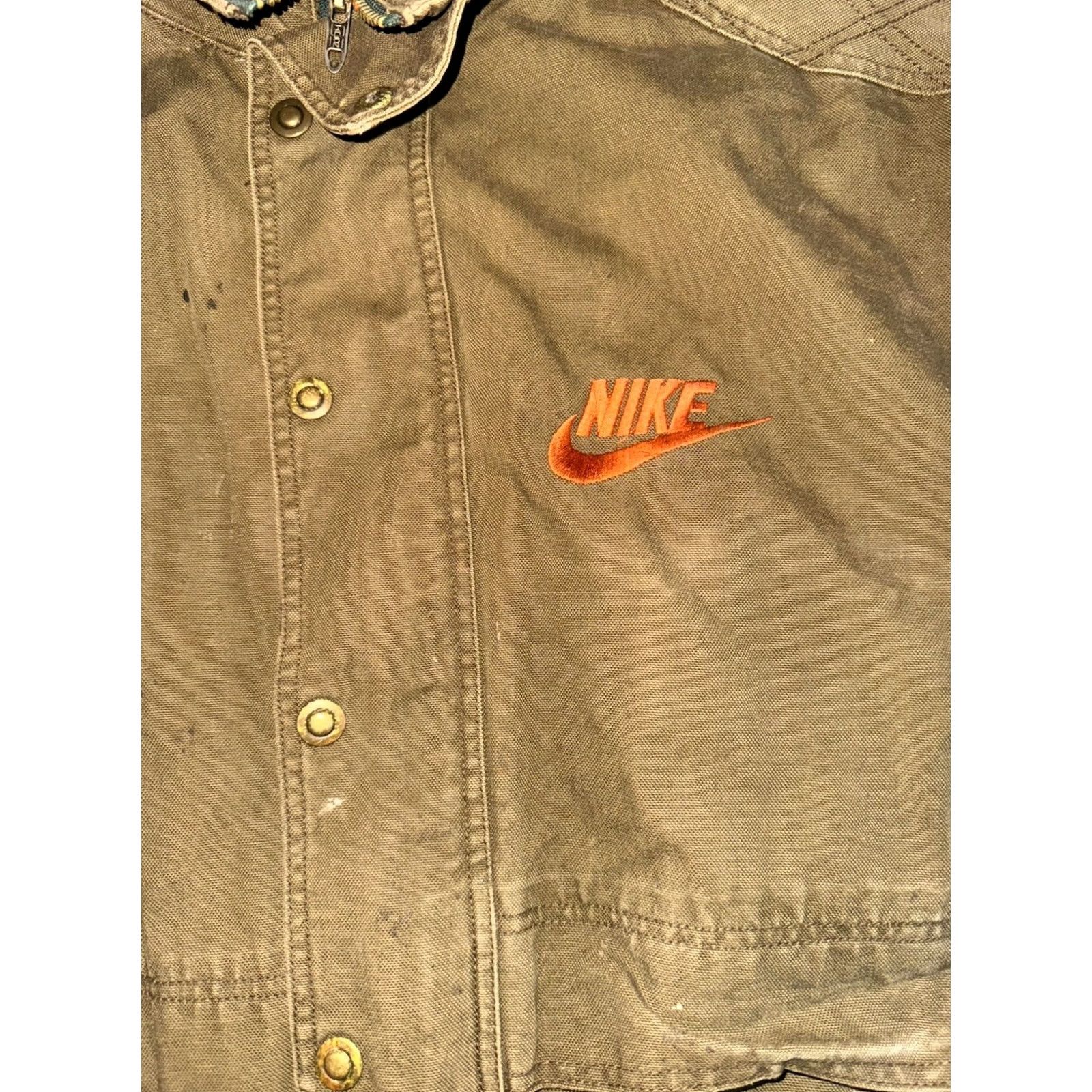 Nike VINTAGE Nike Jacket Made For Champs Sports Full Zip Adjust Waist Green Plaid Lined LG Mens Size US L / EU 52-54 / 3 - 3 Thumbnail