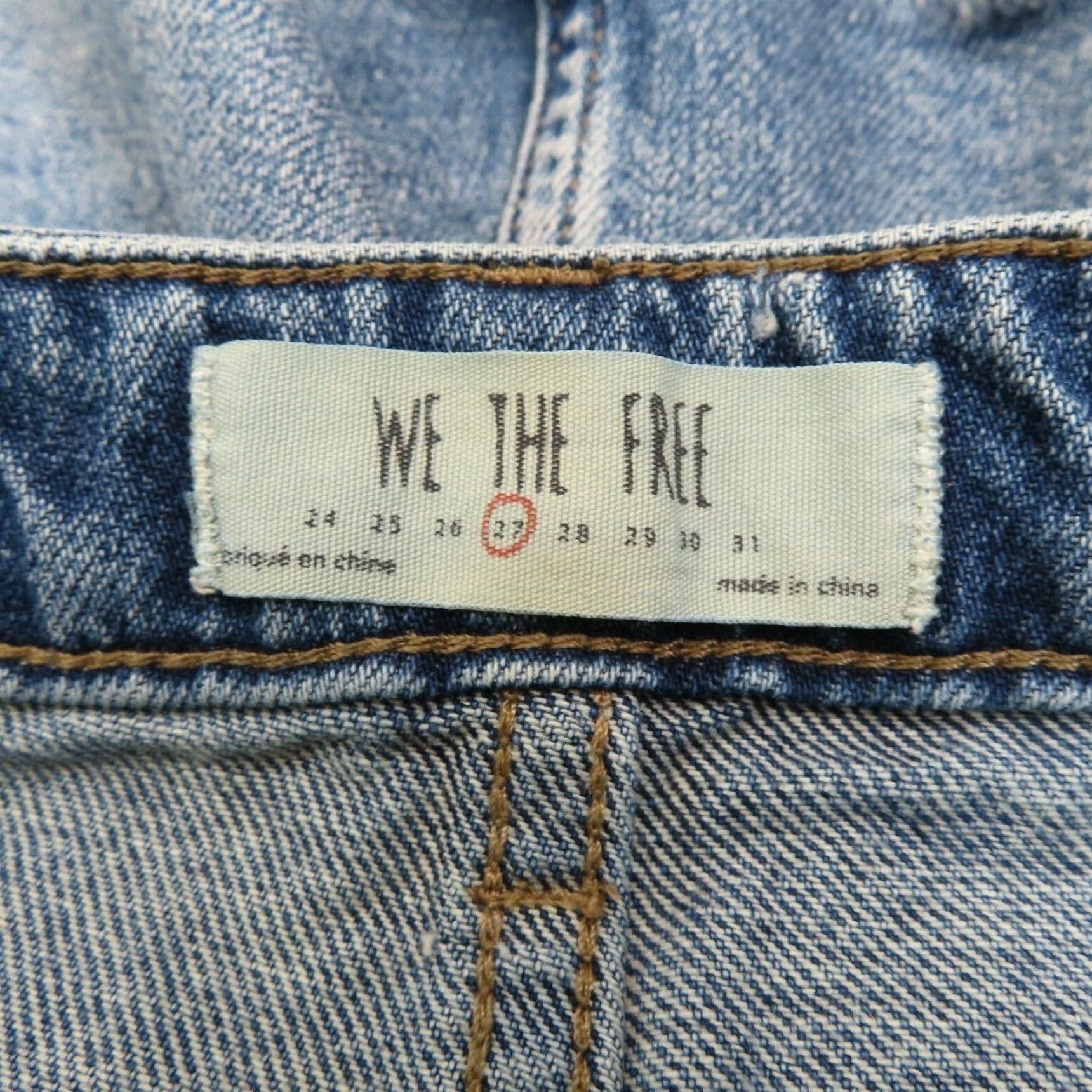 Vintage We The Free Skirt Womens 27 Denim Blue A-Line Short Zip Front Distressed Hem Frayed Hem Casual VintageNo (adjusted) Size 27" / US 4 / IT 40 - 6 Thumbnail