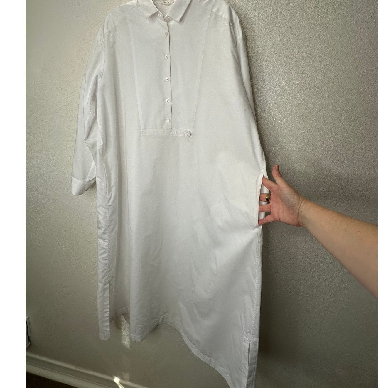 mina perhonen Mina Perhonen Siipi Cotton White 3/4 Button Shirt Dress 38 / Size S / US 4 / IT 40 - 8 Thumbnail
