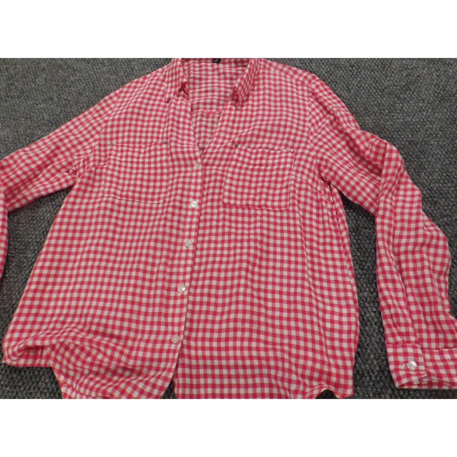 Jones New York Jones New York Womens Button-Up Blouse M Pink Plaid Casual Long Sleeve Round Neck Button-Up Top Regular Fit Womens Size M / US 6-8 / IT 42-44 - 4 Thumbnail