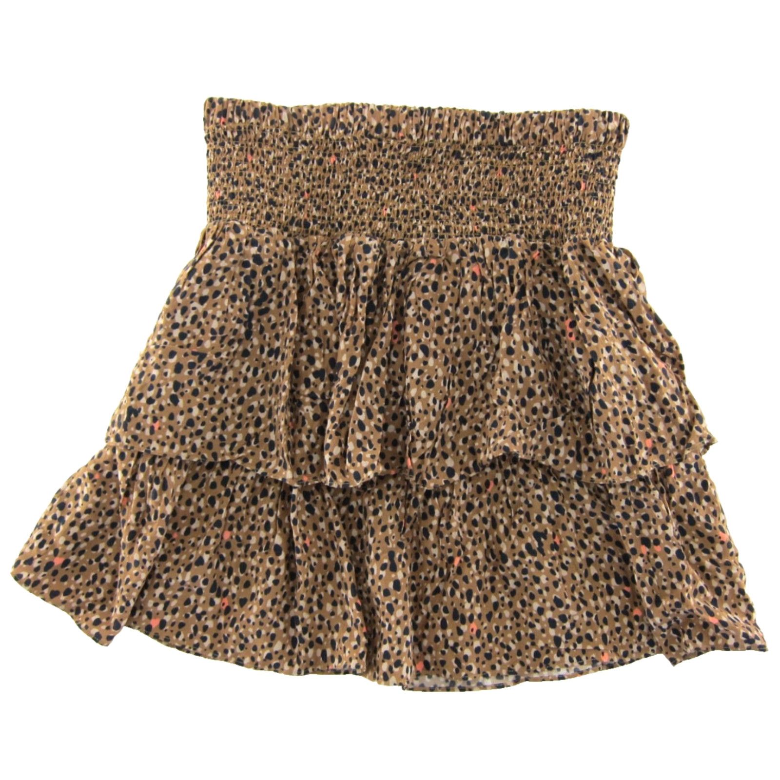 Anthropologie DOLAN Anthropologie Skirt Women Medium Brown Black Pink Cheetah Polk Dot Tiered Size 32" / US 10 / IT 46 - 3 Thumbnail