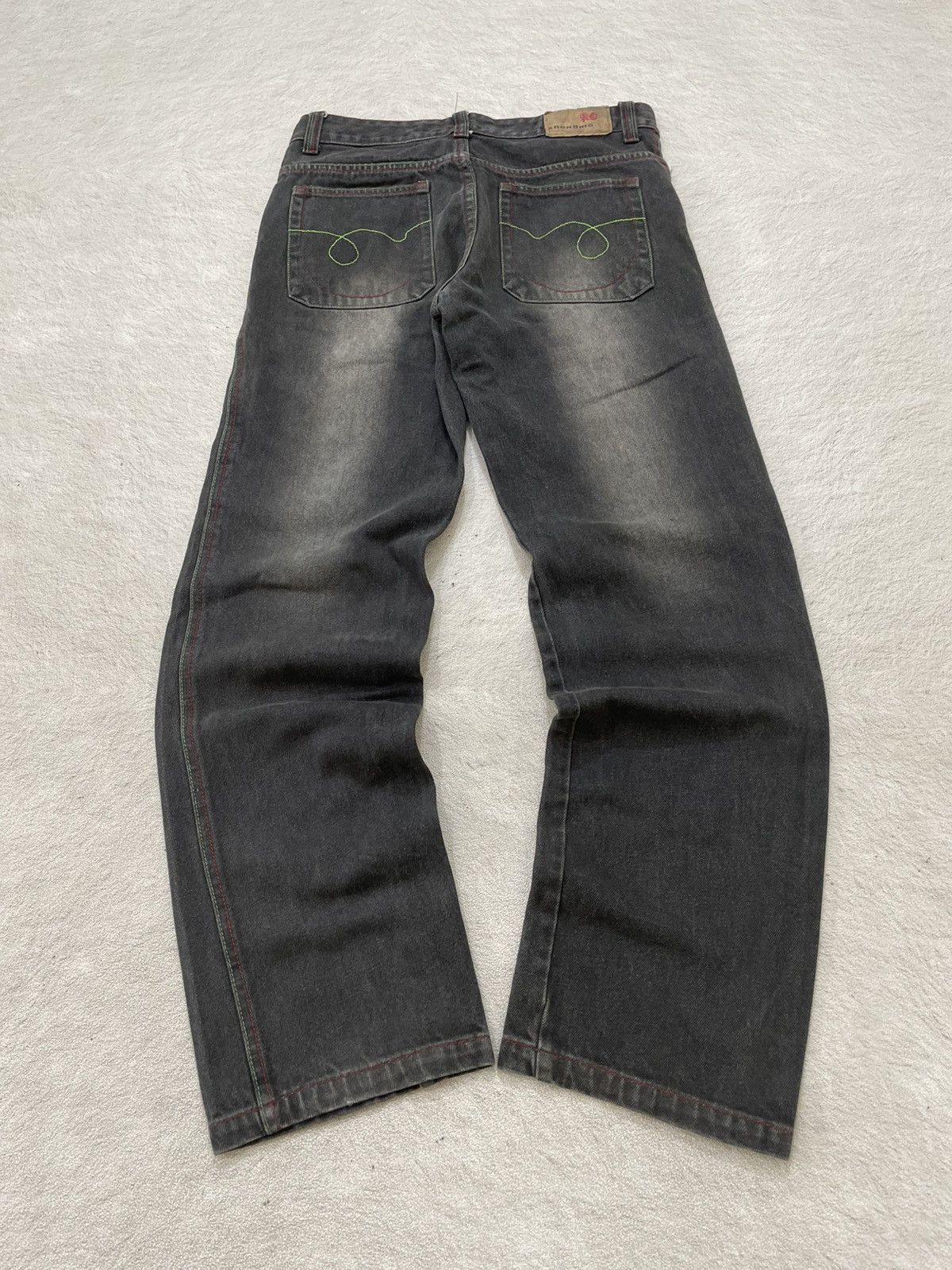 Japanese Brand 2000s Sheng Graphic Denim Wash Black Jeans Japan Y2K Size US 31 - 6 Thumbnail