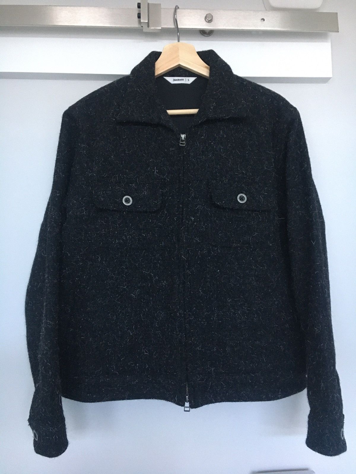 image of 3Sixteen Mechanic Jacket (Hairy Japanese Wool) in Black, Men's (Size Small)