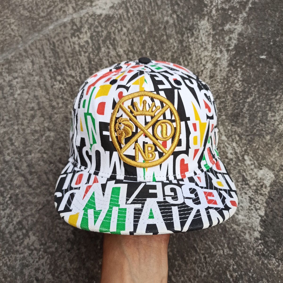 Bob Marley SICK fitted reggae full print with gold lion embroidery cap Size 34 - 2 Thumbnail