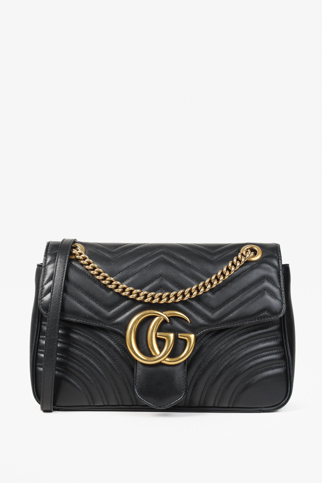 Gucci Gucci Marmont Medium Black Quilted Leather Flap Bag Size ONE SIZE - 1 Thumbnail
