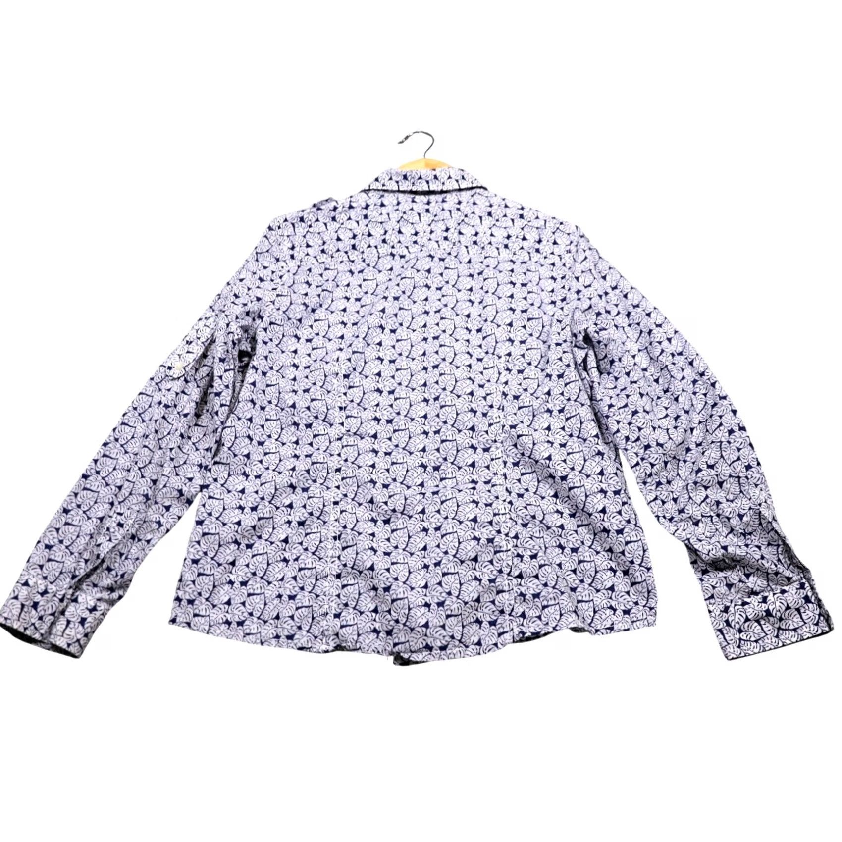 Liz Claiborne Liz Claiborne Womens Long Sleeve Button Down Shirt Tropical Leaf Print Size M Size M / US 6-8 / IT 42-44 - 6 Thumbnail