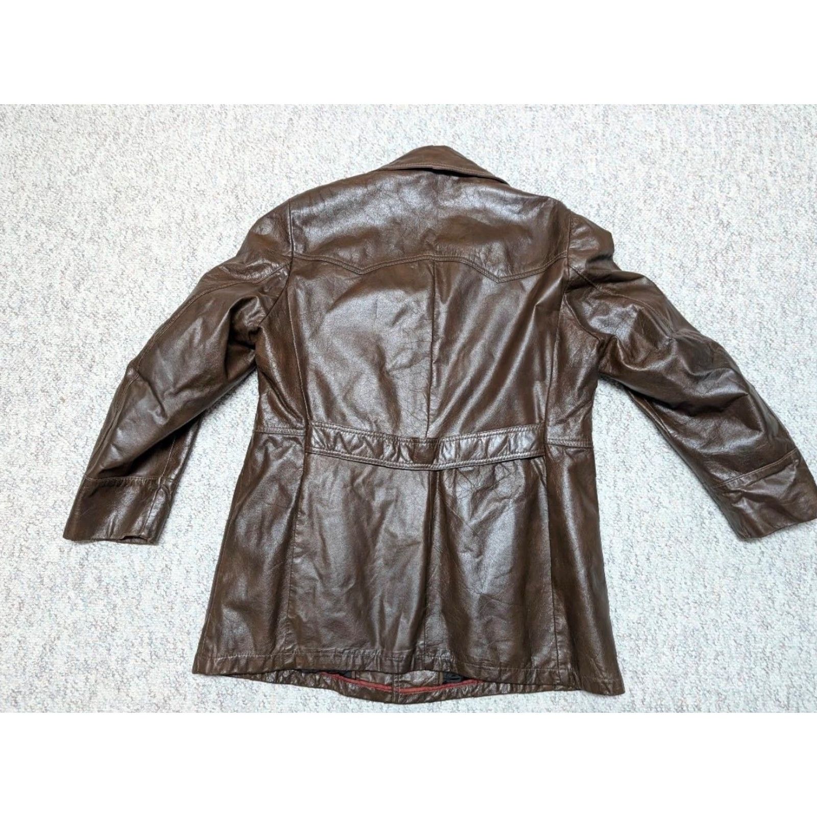 Vintage VINTAGE Reed Western jacket Overcoat Mens 42-44 Leather brown 1970s COWHIDE 42-44 Mens Size US L / EU 52-54 / 3 - 2 Thumbnail