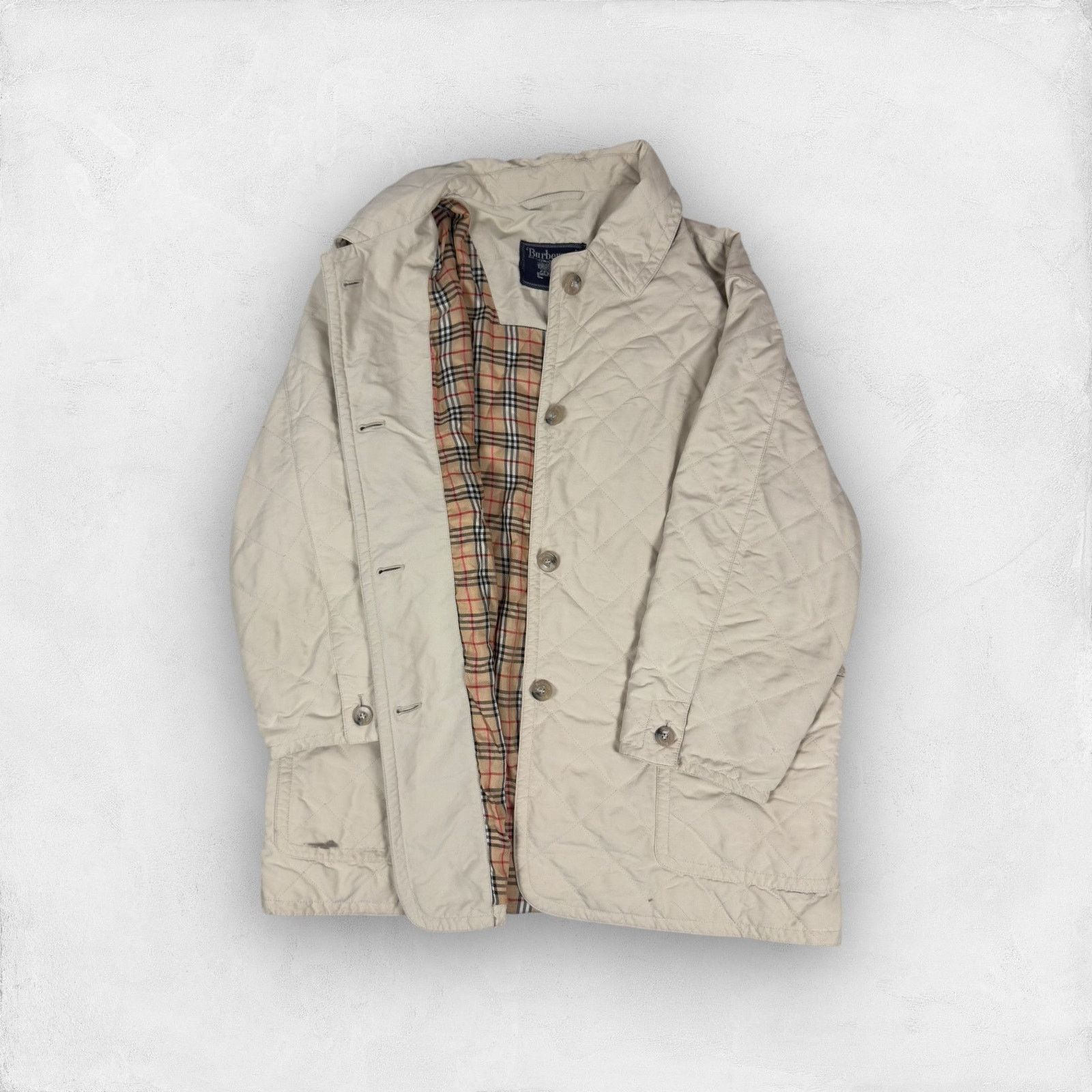 Burberry × Vintage Burberry Women's Front Button Collared Lined Quilted Jacket Size L / US 10 / IT 46 - 1 Thumbnail