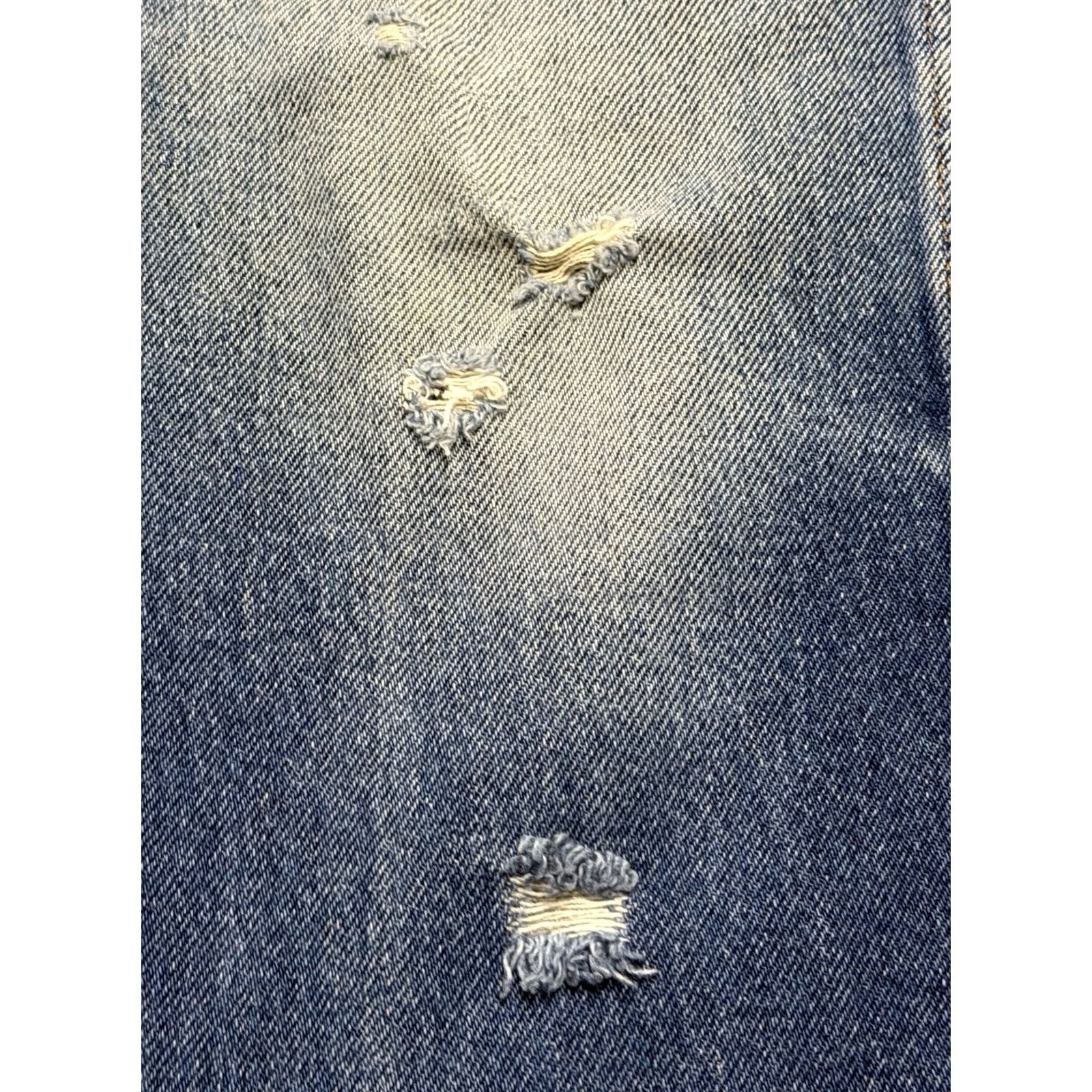 Denime Vintage Rustler Jeans Mens 34x33 Blue Denim 5-Pocket Zipper Button Straight Regular Casual USA 80s 90s Cowboy Mens Size US 34 / EU 50 - 7 Thumbnail