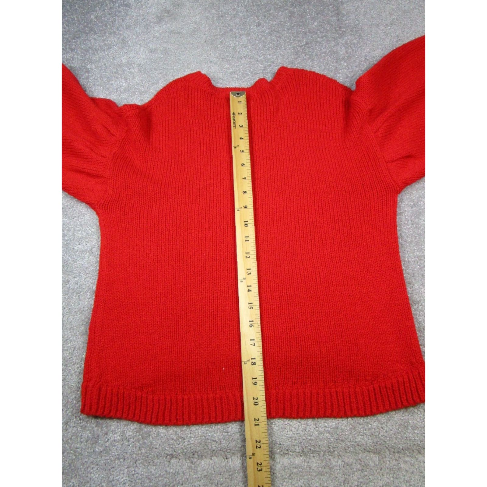 Zara ZARA Sweater Womens 12 Red Knit Pullover Round Neck Long Sleeve Knit Casual Pullover Women's 90s? (No, avoid mislead). Size XL / US 12-14 / IT 48-50 - 7 Thumbnail