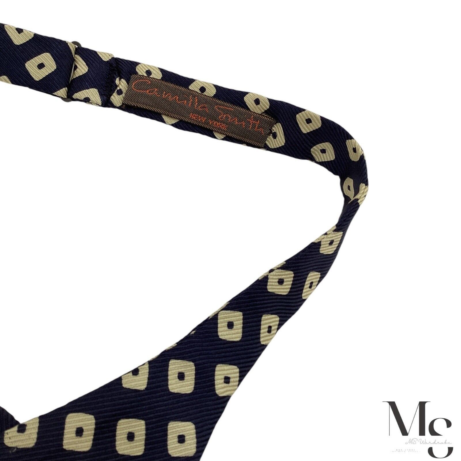 Other CAMILLA SMITH Navy Blue Geometric Adjustable Self Bow Tie Si Size ONE SIZE - 2 Thumbnail